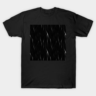 Monochrome Elegance: White Abstract Lines on Black T-Shirt